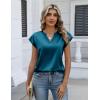 image:imageZeagoo Women Tops Silk Satin Blouses V Neck Summer Shirts Cap Sleeve Business Casual Dressy Spring ClothingBlue Green