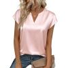 image:imageZeagoo Women Tops Silk Satin Blouses V Neck Summer Shirts Cap Sleeve Business Casual Dressy Spring ClothingChampagne