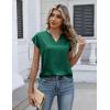 image:imageZeagoo Women Tops Silk Satin Blouses V Neck Summer Shirts Cap Sleeve Business Casual Dressy Spring ClothingGreen