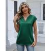 image:imageZeagoo Women Tops Silk Satin Blouses V Neck Summer Shirts Cap Sleeve Business Casual Dressy Spring ClothingGreen