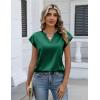 image:imageZeagoo Women Tops Silk Satin Blouses V Neck Summer Shirts Cap Sleeve Business Casual Dressy Spring ClothingGreen