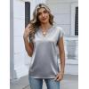 image:imageZeagoo Women Tops Silk Satin Blouses V Neck Summer Shirts Cap Sleeve Business Casual Dressy Spring ClothingLight Grey