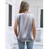 image:imageZeagoo Women Tops Silk Satin Blouses V Neck Summer Shirts Cap Sleeve Business Casual Dressy Spring ClothingLight Grey