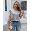 image:imageZeagoo Women Tops Silk Satin Blouses V Neck Summer Shirts Cap Sleeve Business Casual Dressy Spring ClothingLight Grey