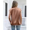 image:imageZeagoo Women Tops Silk Satin Blouses V Neck Summer Shirts Cap Sleeve Business Casual Dressy Spring ClothingLight Khaki