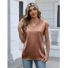 image:imageZeagoo Women Tops Silk Satin Blouses V Neck Summer Shirts Cap Sleeve Business Casual Dressy Spring ClothingLight Khaki