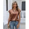 image:imageZeagoo Women Tops Silk Satin Blouses V Neck Summer Shirts Cap Sleeve Business Casual Dressy Spring ClothingLight Khaki
