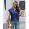 image:imageZeagoo Women Tops Silk Satin Blouses V Neck Summer Shirts Cap Sleeve Business Casual Dressy Spring ClothingNavy Blue