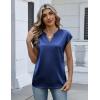 image:imageZeagoo Women Tops Silk Satin Blouses V Neck Summer Shirts Cap Sleeve Business Casual Dressy Spring ClothingNavy Blue