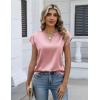 image:imageZeagoo Women Tops Silk Satin Blouses V Neck Summer Shirts Cap Sleeve Business Casual Dressy Spring ClothingPink