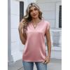 image:imageZeagoo Women Tops Silk Satin Blouses V Neck Summer Shirts Cap Sleeve Business Casual Dressy Spring ClothingPink