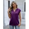 image:imageZeagoo Women Tops Silk Satin Blouses V Neck Summer Shirts Cap Sleeve Business Casual Dressy Spring ClothingPurple