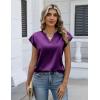 image:imageZeagoo Women Tops Silk Satin Blouses V Neck Summer Shirts Cap Sleeve Business Casual Dressy Spring ClothingPurple