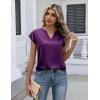 image:imageZeagoo Women Tops Silk Satin Blouses V Neck Summer Shirts Cap Sleeve Business Casual Dressy Spring ClothingPurple