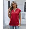 image:imageZeagoo Women Tops Silk Satin Blouses V Neck Summer Shirts Cap Sleeve Business Casual Dressy Spring ClothingRed