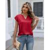 image:imageZeagoo Women Tops Silk Satin Blouses V Neck Summer Shirts Cap Sleeve Business Casual Dressy Spring ClothingRed