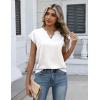 image:imageZeagoo Women Tops Silk Satin Blouses V Neck Summer Shirts Cap Sleeve Business Casual Dressy Spring ClothingWhite