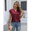 image:imageZeagoo Women Tops Silk Satin Blouses V Neck Summer Shirts Cap Sleeve Business Casual Dressy Spring ClothingWine Red