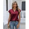 image:imageZeagoo Women Tops Silk Satin Blouses V Neck Summer Shirts Cap Sleeve Business Casual Dressy Spring ClothingWine Red