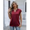image:imageZeagoo Women Tops Silk Satin Blouses V Neck Summer Shirts Cap Sleeve Business Casual Dressy Spring ClothingWine Red