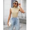 image:imageZeagoo Womens 2026 Mock Turtle Neck Sweater Vest Sleeveless Knit Pullover Tank Tops Casual Trendy Slim Fitted TopsApricot