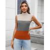 image:imageZeagoo Womens 2026 Mock Turtle Neck Sweater Vest Sleeveless Knit Pullover Tank Tops Casual Trendy Slim Fitted TopsCamel Block Color