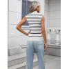 image:imageZeagoo Womens 2026 Mock Turtle Neck Sweater Vest Sleeveless Knit Pullover Tank Tops Casual Trendy Slim Fitted TopsStripe White