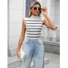 image:imageZeagoo Womens 2026 Mock Turtle Neck Sweater Vest Sleeveless Knit Pullover Tank Tops Casual Trendy Slim Fitted TopsStripe White