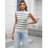 image:imageZeagoo Womens 2026 Mock Turtle Neck Sweater Vest Sleeveless Knit Pullover Tank Tops Casual Trendy Slim Fitted TopsStripe White