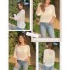 image:imageZeagoo Womens 2026 Spring Summer Crochet Top Hollow Out 34 Sleeve Sweater Off Shoulder Beach Knit CoverupApricot