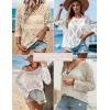 image:imageZeagoo Womens 2026 Spring Summer Crochet Top Hollow Out 34 Sleeve Sweater Off Shoulder Beach Knit CoverupApricot