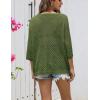 image:imageZeagoo Womens 2026 Spring Summer Crochet Top Hollow Out 34 Sleeve Sweater Off Shoulder Beach Knit CoverupArmy Green