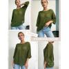 image:imageZeagoo Womens 2026 Spring Summer Crochet Top Hollow Out 34 Sleeve Sweater Off Shoulder Beach Knit CoverupArmy Green