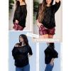 image:imageZeagoo Womens 2026 Spring Summer Crochet Top Hollow Out 34 Sleeve Sweater Off Shoulder Beach Knit CoverupBlack
