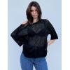 image:imageZeagoo Womens 2026 Spring Summer Crochet Top Hollow Out 34 Sleeve Sweater Off Shoulder Beach Knit CoverupBlack