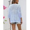 image:imageZeagoo Womens 2026 Spring Summer Crochet Top Hollow Out 34 Sleeve Sweater Off Shoulder Beach Knit CoverupBlue