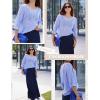 image:imageZeagoo Womens 2026 Spring Summer Crochet Top Hollow Out 34 Sleeve Sweater Off Shoulder Beach Knit CoverupBlue
