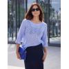 image:imageZeagoo Womens 2026 Spring Summer Crochet Top Hollow Out 34 Sleeve Sweater Off Shoulder Beach Knit CoverupBlue