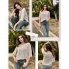 image:imageZeagoo Womens 2026 Spring Summer Crochet Top Hollow Out 34 Sleeve Sweater Off Shoulder Beach Knit CoverupCamel