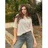 image:imageZeagoo Womens 2026 Spring Summer Crochet Top Hollow Out 34 Sleeve Sweater Off Shoulder Beach Knit CoverupCamel