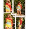 image:imageZeagoo Womens 2026 Spring Summer Crochet Top Hollow Out 34 Sleeve Sweater Off Shoulder Beach Knit CoverupColor Block1