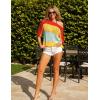 image:imageZeagoo Womens 2026 Spring Summer Crochet Top Hollow Out 34 Sleeve Sweater Off Shoulder Beach Knit CoverupColor Block1