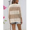 image:imageZeagoo Womens 2026 Spring Summer Crochet Top Hollow Out 34 Sleeve Sweater Off Shoulder Beach Knit CoverupColor Block2
