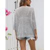 image:imageZeagoo Womens 2026 Spring Summer Crochet Top Hollow Out 34 Sleeve Sweater Off Shoulder Beach Knit CoverupLight Gray