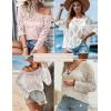 image:imageZeagoo Womens 2026 Spring Summer Crochet Top Hollow Out 34 Sleeve Sweater Off Shoulder Beach Knit CoverupPink