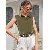 image:imageZeagoo Womens Button Down Shirts Sleeveless Blouses Casual V Neck Tank TopsArmy Green