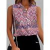 image:imageZeagoo Womens Button Down Shirts Sleeveless Blouses Casual V Neck Tank TopsOrange Pattern