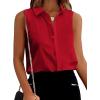 image:imageZeagoo Womens Button Down Shirts Sleeveless Blouses Casual V Neck Tank TopsRed