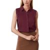 image:imageZeagoo Womens Button Down Shirts Sleeveless Blouses Casual V Neck Tank TopsWine Red