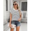 image:imageZeagoo Womens Cap Sleeve Sweaters Vest Crew Neck Knit Sweater Tops 2026 Casual Summer Sleeveless T ShirtStripe Black